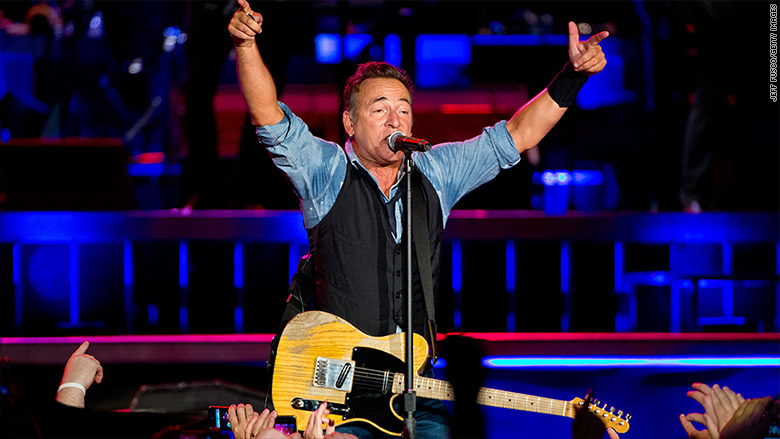 Bruce Springsteen performing live on stage for his fans. 