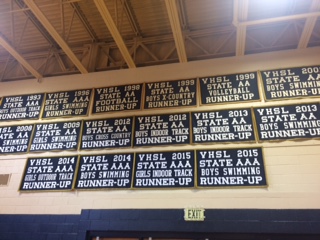 The Championship Banners that hang in the LHS gym