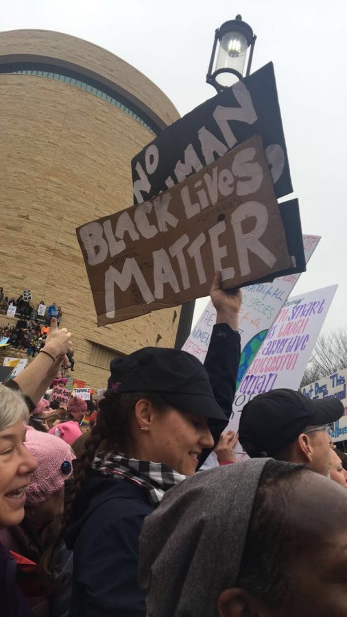 A+Black+Lives+Matter+poster+at+the+Womens+March+on+Washington.+