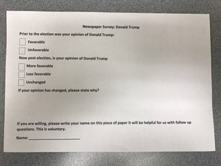 Survey filled out by students for the article.