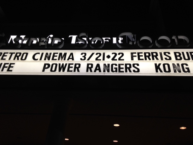 Power Rangers light up the movie marquis.