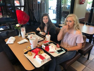 Students who have no exams eat out for their last meal together until next school year.