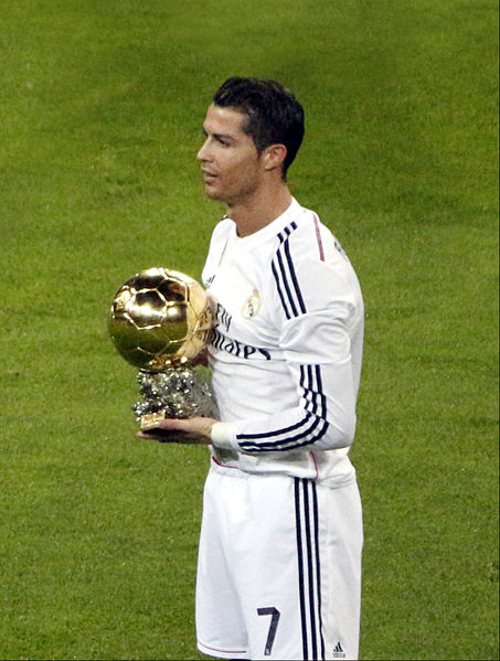 Cristiano Ronaldo proving he is one of the worlds best by winning the 2014 Ballon DOr