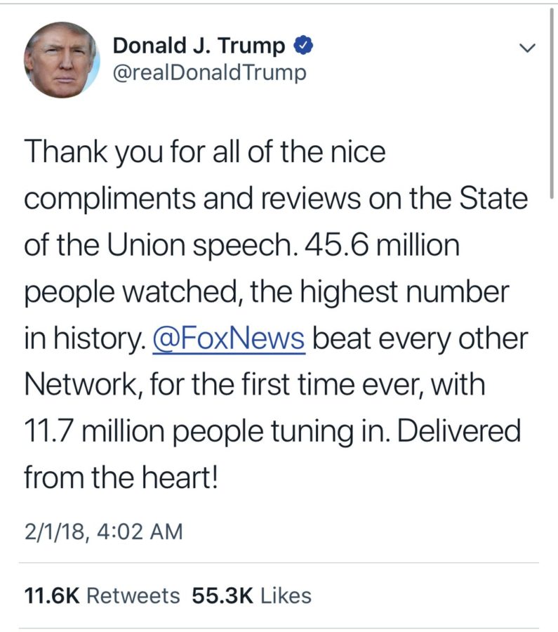 President Trump tweets about his State of the Union address to the millions of people that follow him 