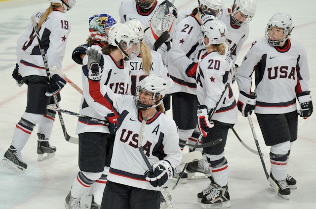 Players celebrate post win against Canada.