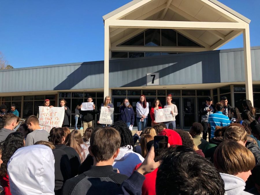 Students at Lafayette walk out to remember those 17 lives lost at Parkland, FL.