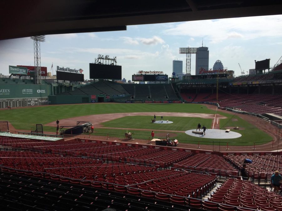 Beautiful Fenway Park being prepared for an August 8th game.