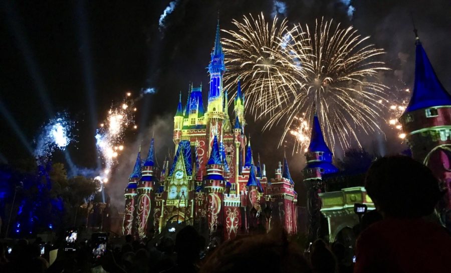The happiest place on Earth, lives up to its expectations as Magic Kingdom lights up the night with its Happily Ever After firework and projection show on Cinderellas Castle ending with Tinker Bell flying high above us sprinkling magic upon our heads before heading home after a long day.
