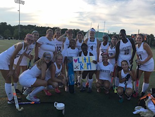 The ladies have started a program this year called Little Ram where they get an elementary school student to come out to our game and they give them a field hockey stick in order to encourage them to play in the future!