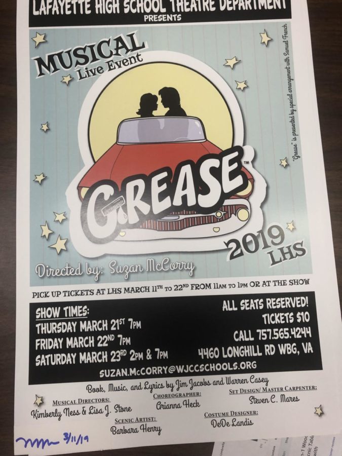 The LHS musical will be performed on March 21st and 22nd and 7pm and March 23rd at 2pm and 7pm.