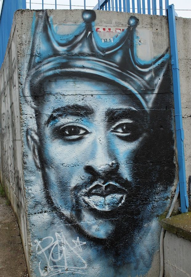 grafittie of Tupac Shakur demostrates how beloved he is and carries on his legacy that to this day inspires many people