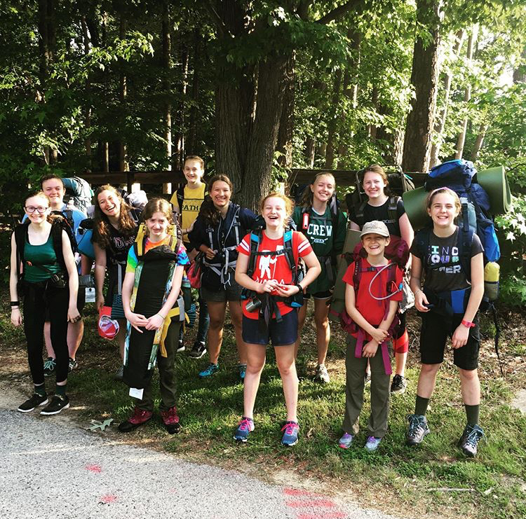 Troop 20 carrying all of their gear for their weekend camp out.