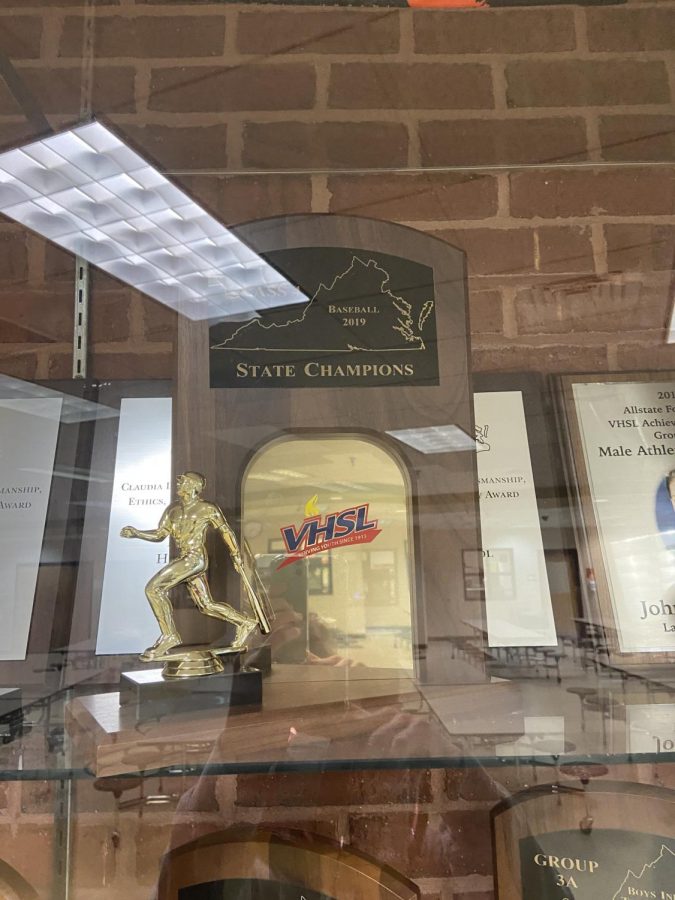 This is the 2019 state championship trophy that the Rams won last season