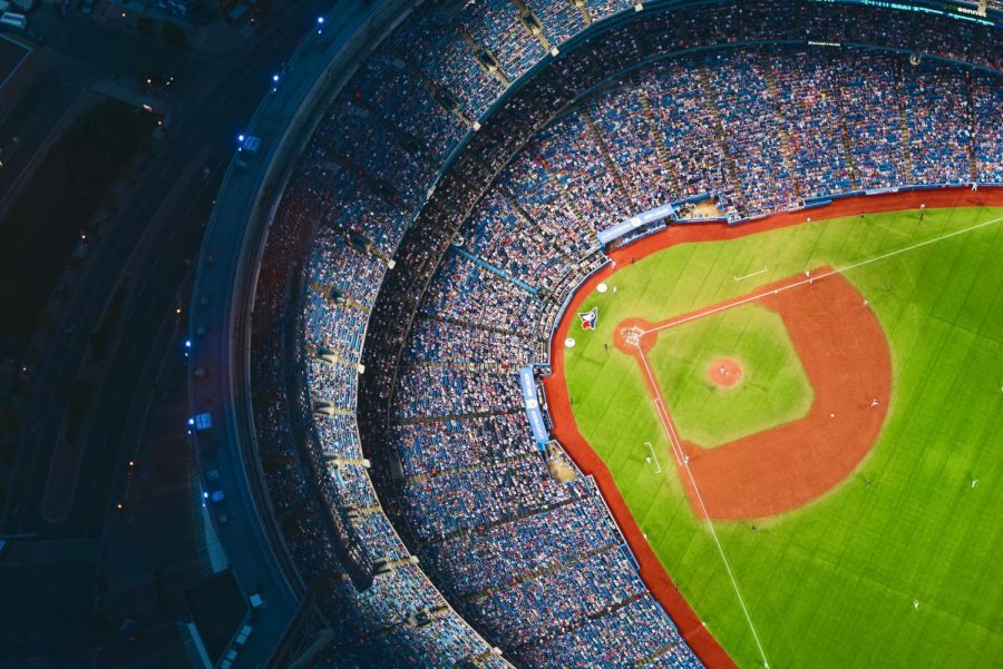 This shows a birds eye view of one of the baseball stadiums that the Astros played at and didnt lose in