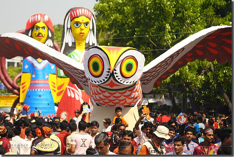 Pohela Boishakh is the first day of the Bengali year.  To celebrate, people will have fairs and parades to welcome the New Year filled with floats, dancers, singers, and balloons.