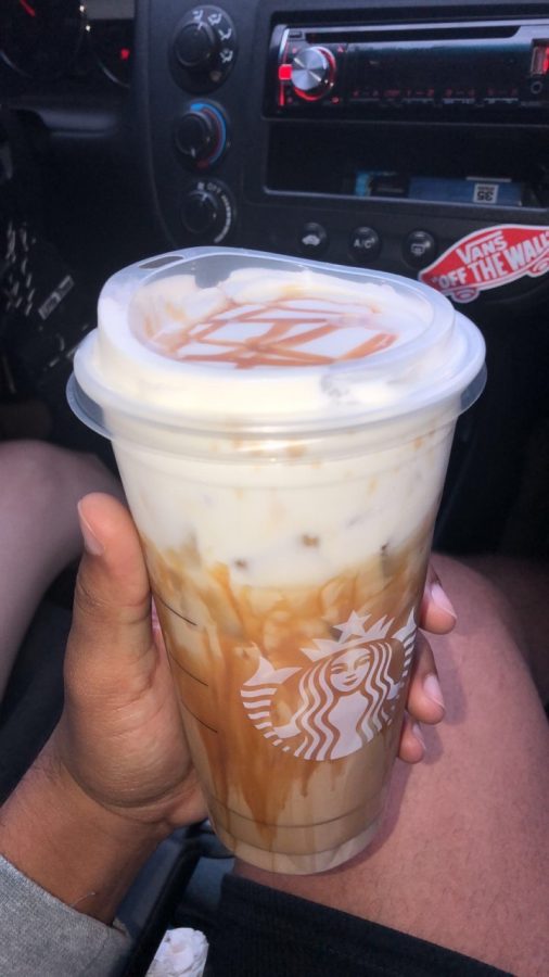 The venti iced white chocolate mocha, with sweet cream cold foam and extra caramel drizzle, is trending on Tik Tok. James Charles, who is famous for doing makeup, created this drink out of his love for Starbucks.