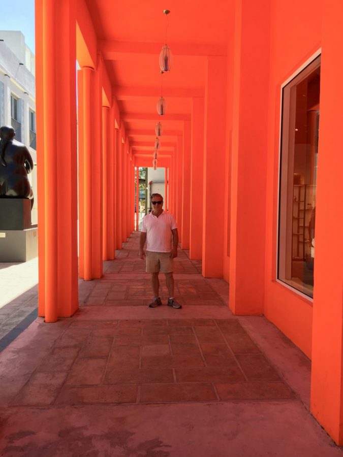 My uncle poses for his picture in the Miami design district. This is a huge tourist attraction. This design was my uncle’s favorite.