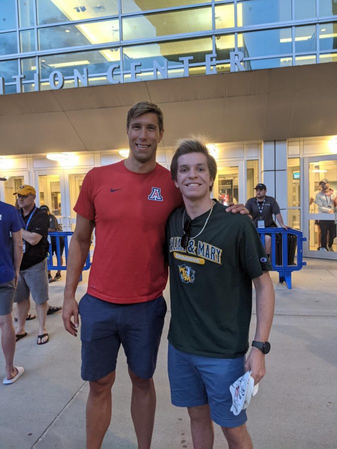 Matt Grevers and I share a lovely conversation about his height. Matt Grevers was representing the University of Arizona at these Trials. He is also a six-time Olympic medalist