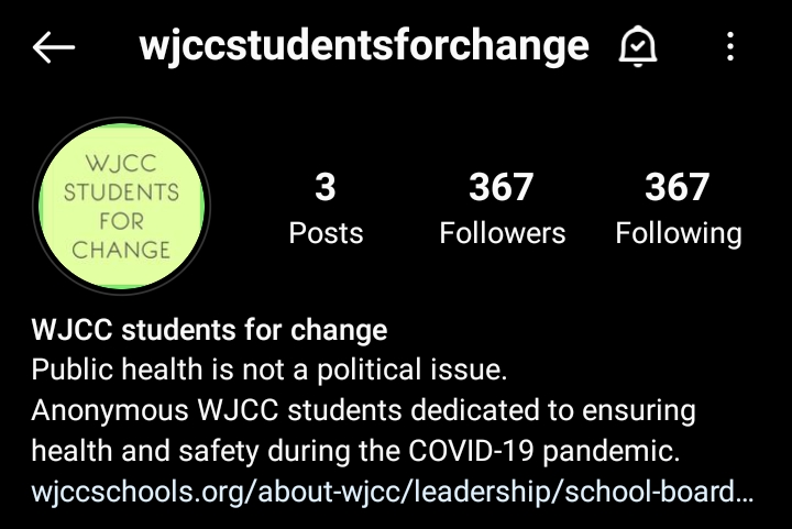 Anonymous WJCC Students Pushing for Change