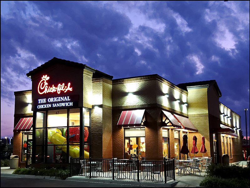 Chick-fil-a, a prime time location for some of the best fast food in the world. 