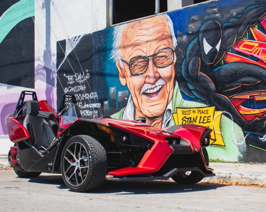 A beautiful mural of Stan Lee, the founder of Marvel and creator of many characters.