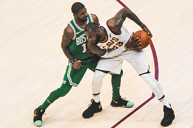 This is picture of LeBron playing against the Celtics.