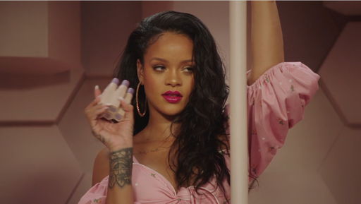 Rihanna advertising new Fenty Beauty products.