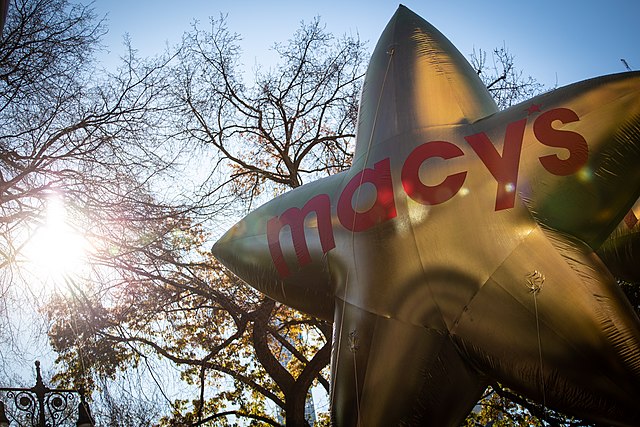 A Macys Star balloon shines before the start of the annual parade.