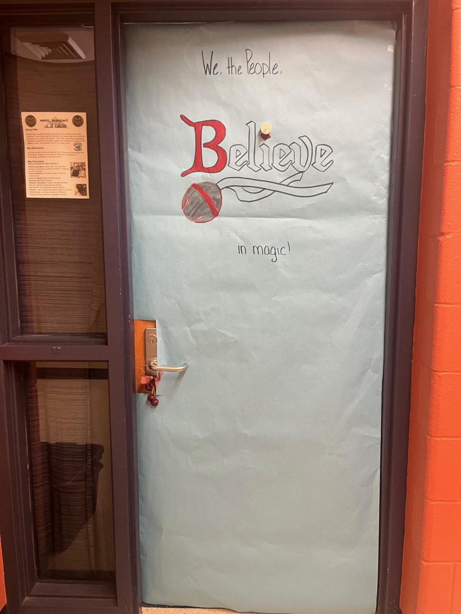 Mrs. Wrights constitution esque door states that We the People believe in magic!