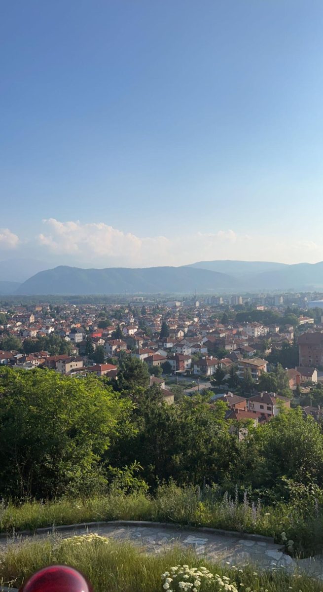 Overlooking the main town, the top of the mountain trail provides an amazing view of Samokov, Bulgaria. Bulgaria, a relatively mountainous region, typically has houses built in the style shown above. 