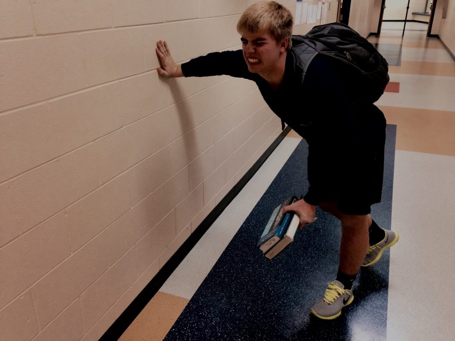Senior David Domalski feels the pressure of last year responsibilities. On top of AP and final exams, seniors struggle with the stress of college applications and decision making. 