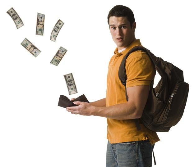 Student reels in the cash that comes with having a job. 