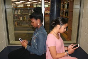 Maya Canaday and Destiny Kuhns-Gray look at pictures about light skin girls and dark skin girls