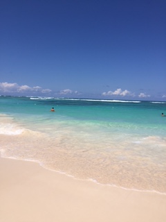 This is the beach view at the hotel where I stayed.