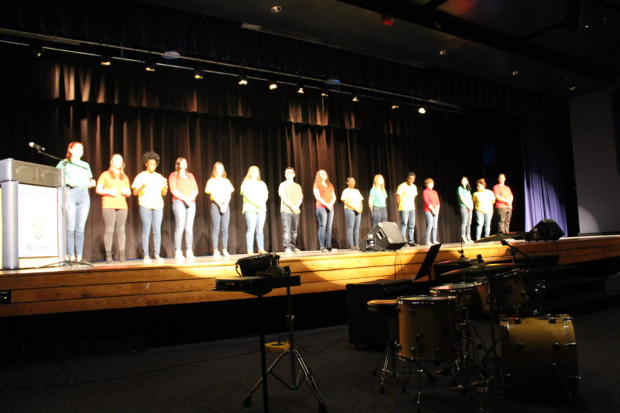 American Sign Language students had two performances during the assembly. This group signed to "Man in the Mirror" by Michael Jackson. A poem was read and signed by a smaller group of students.