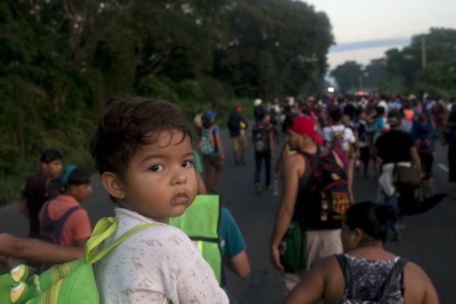 The caravan not only contains people seeking asylum but their children as well.