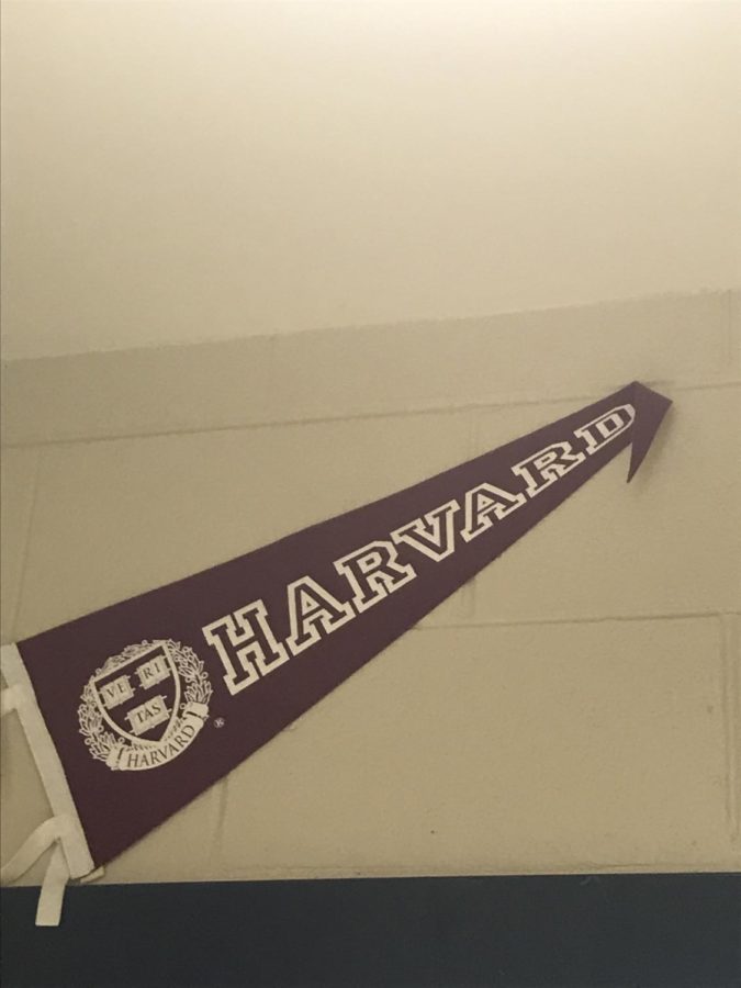 Sitting above the student body at Lafayette High School, the Harvard banner serves a prestigious symbol