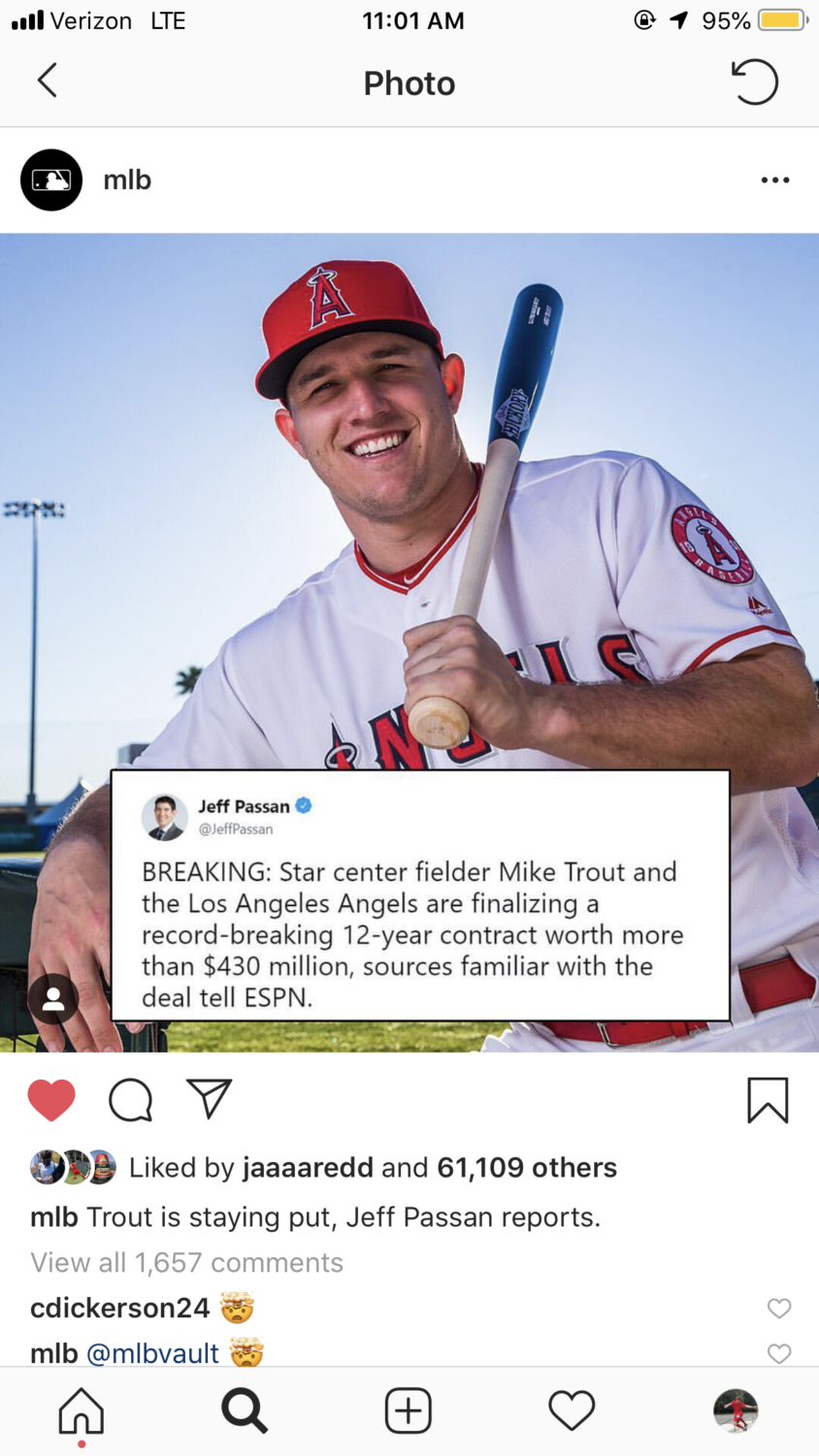 Mike Trout: Los Angeles Angels to agree $430 million deal