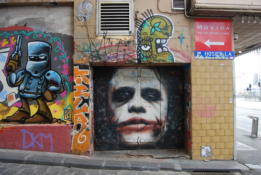 The late Heath Ledger, leaving a impact on the fanbase of the DC universe, inspiring them  to make street art.