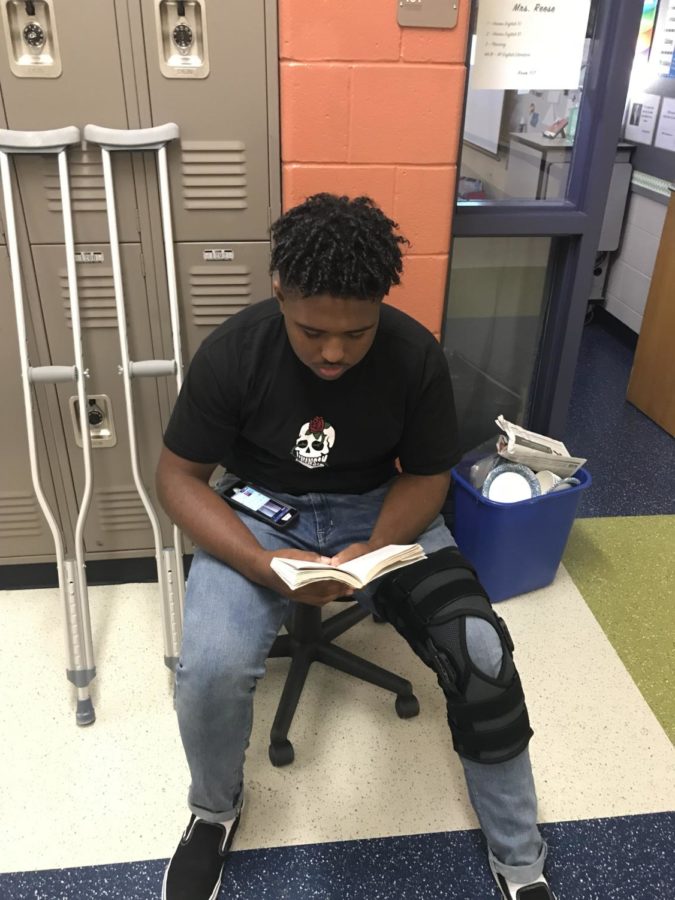 When I ran into him he was cathcing up on a book his class is reading because he has been out of school all week due to doctors appointments.