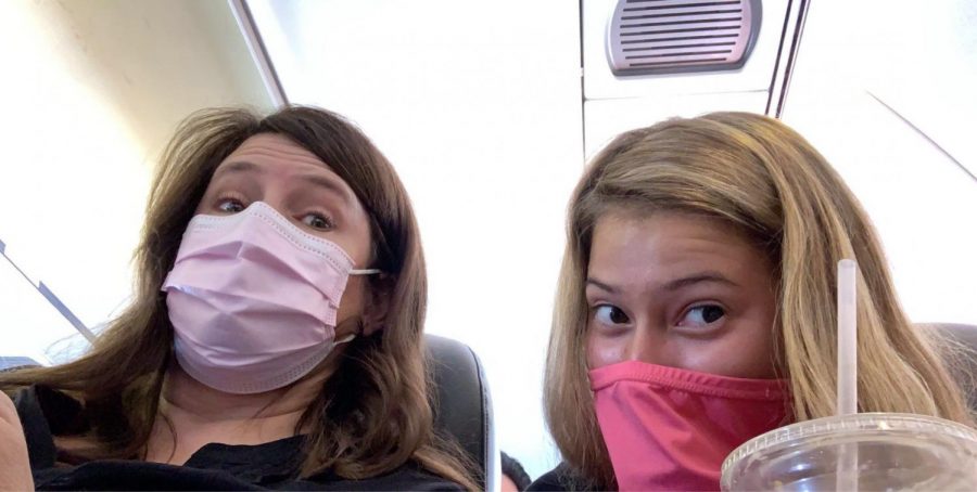 Rylee Vinson, a senior at Lafayette High School, traveled during the pandemic this summer. While on the plane, she was required to wear a face mask at all times to protect herself and others from the virus.