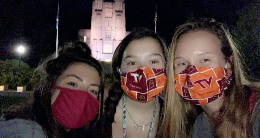 Taking a walk on their beautiful campus, Mckenna Campbell and her roommates stop for a selfie. Mckenna attends Virginia Tech and has very strict regulations. Regular Covid testing is done and if you were to come up positive, you would have the option to go home or stay in a "quarantine dorm" as Mckenna calls it.