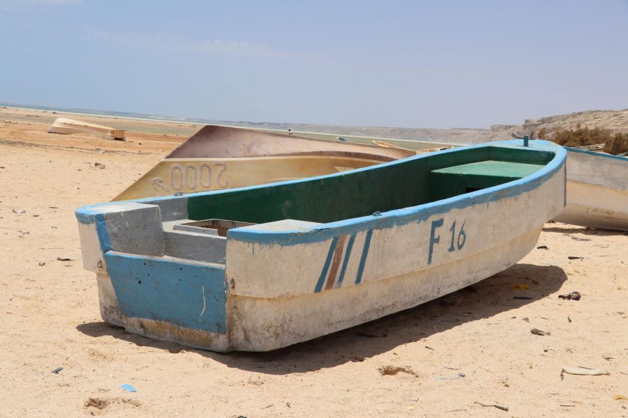 Washed up on the Somali shore, this boat was probably used for fishing