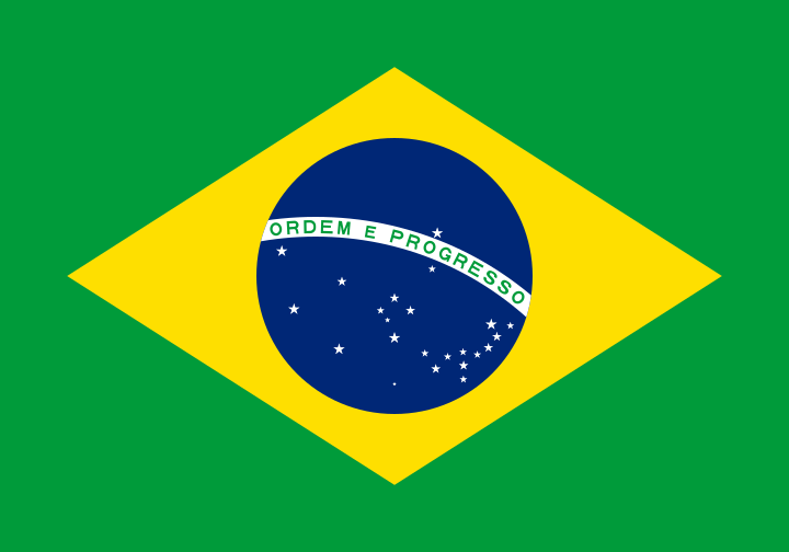 Brazil's flag was officially adopted in 1889. There are a total of 27 stars for the 26 states and capital, Brasilia. The phrase, "ORDEM E PROGRESSO" is Portuguese for "Order and Progress". 