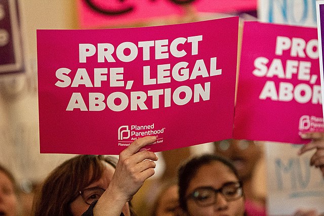 Those against the abortion ban have set to the streets in protest. One example of the signs that they hold is above, showing their distaste for the new law.