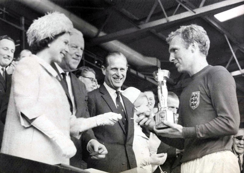 England Captaion Bobby Moore presents the trophy to Queen Elizabeth II the last and only time England has ever won in 1966