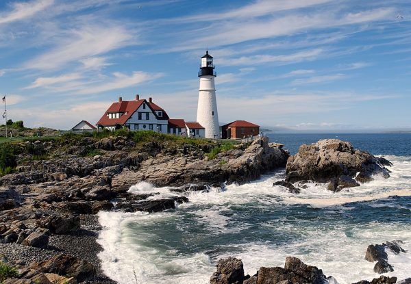 The Maine coast and Portland Head Light.