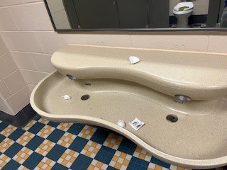 The Lower Commons Bathrooms filled with trash from students of all grade levels, leaving more for the janitors to pick up.