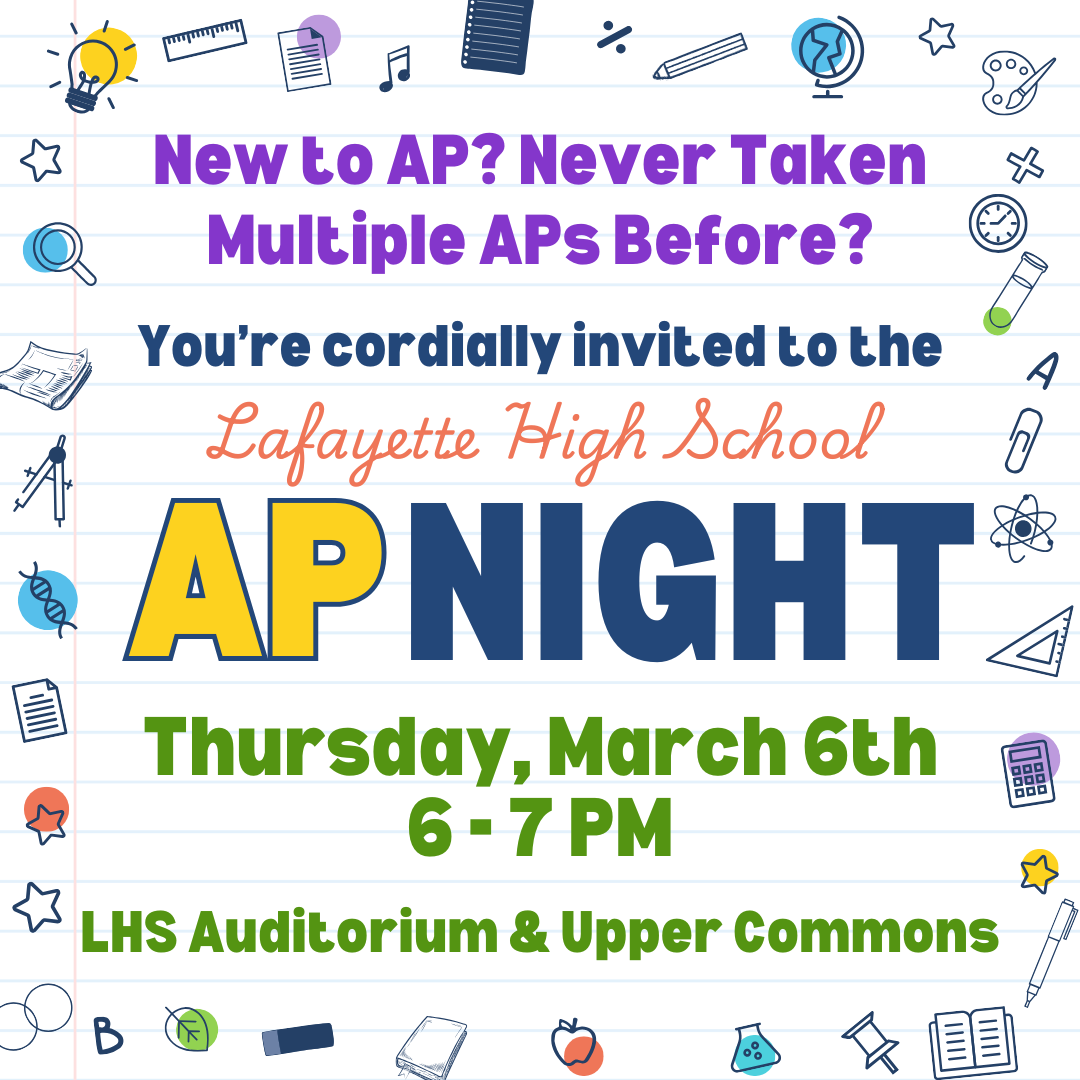 The flyer for AP Night on March 6