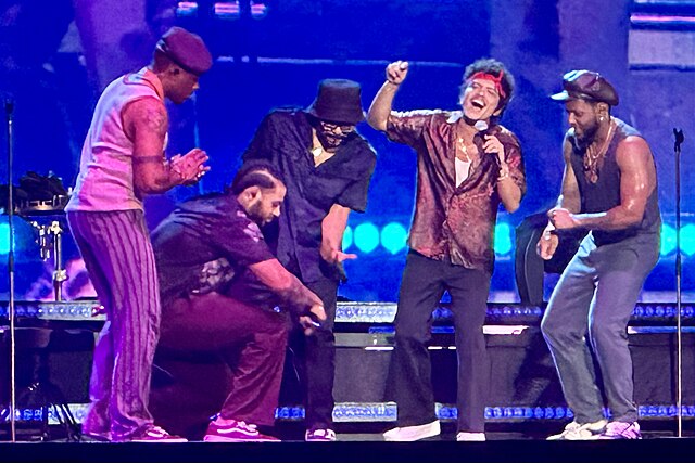 Bruno Mars performing "I Just Might" at the Grammys